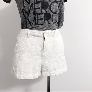 Madewell White Mid-Rise Eyelet Lace Shorts
